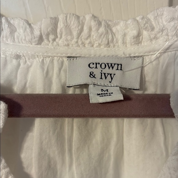 Crown & Ivy White Cap Sleeve Ruffled Tunic - Picture 2 of 4